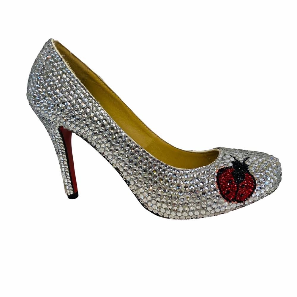 Marc Defang Silver Rhinestone Silver LADY BUG Heel